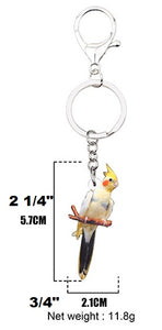 Sizes of the pied cockatiel keychain key ring