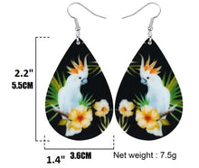 Sizing of Citron cockatoo parrot teardrop pierced earrings