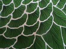 Close-up view of the intricate & detailed handpainted feathers.