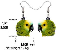 Blue-front Amazon parrot acrylic pierced earrings - size