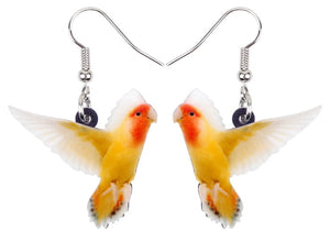 Cute lutino peach-face lovebird pierced earrings