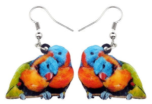 Cute lory parrots pairs pierced earrings