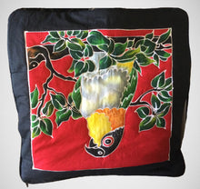 Hanging Black-headed caique handpainted batik pillow cover