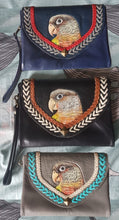 Pineapple conure parrot hand-tooled and hand-painted clutch purse wallet