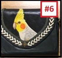 Cockatiel hand-tooled handpainted leather organizer clutch purse wallet