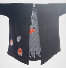 Front view of hand-painted batik Congo African Grey parrot jacket - women's clothing
