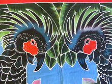 Close-up of the Black Palm Cockatoo parrot hand-painted batik sarong