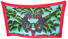 2 Black Palm Cockaoo parrots hand-painted batik sarong
