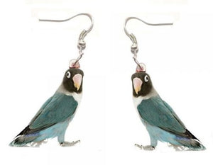 Blue mutation Black-masked lovebird pierced earrings