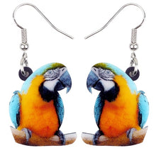 Cute perching Blue & Gold macaw pierced earrings
