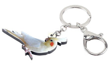Lutino cockatiel parrot key chain keyring