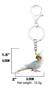 Lutino cockatiel parrot key chain keyring measurements