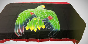Double-yellow headed Amazon batiked and handpainted on a sarong