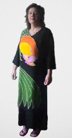 Caique parrot lovely hand-painted batik dress
