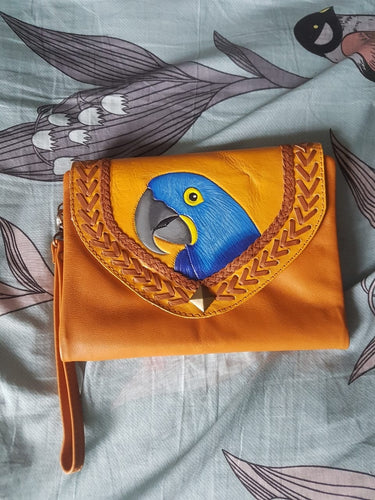 Hyacinth Macaw Leather Clutch Purse Wallet