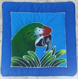 Military Macaw parrot hand-painted batik pillow cover