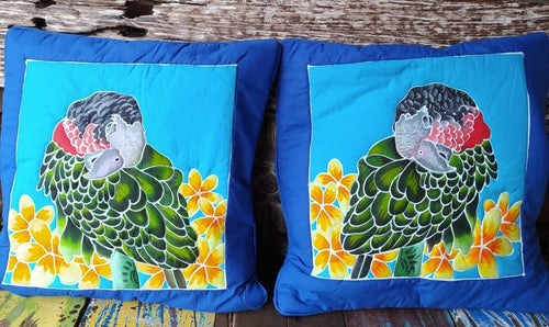 Napping Cuban Amazon hand-painted batik pillow cover