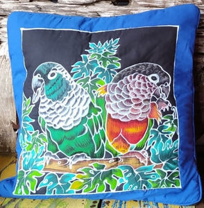 Green Cheek Conure Hand-painted Batik Pillow Cover