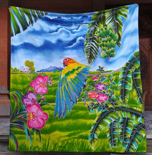 Sun Conure parrot handpainted batik borderless duvet cover