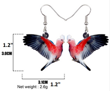 Rose-breasted cockatoo parrot pierced earrings & measurements