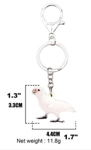Standing Goffin's cockatoo key ring key chain size