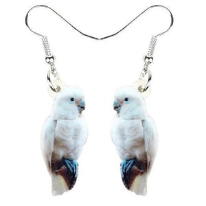 Goffin's cockatoo parrot pierced drop earrings