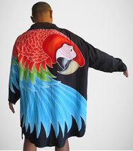 Greenwing Macaw hand-painted batik wearable art women's jacket