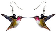 Cute Ruby-throated hummingbird acrylic pierced earrings