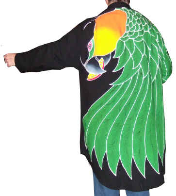 Black-headed Caique parrot hand-painted batik jacket