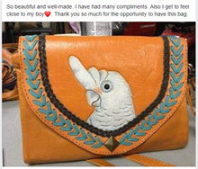 Customer review of Goffin's cockatoo hand-tooled hand-painted leather clutch purse