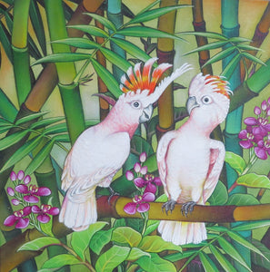 Major Mitchell's cockatoo acrylic on canvas painting - in progress