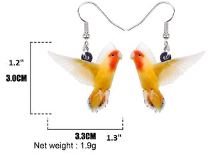 Lutino mutation peach face lovebird pierced earrings and dimensions