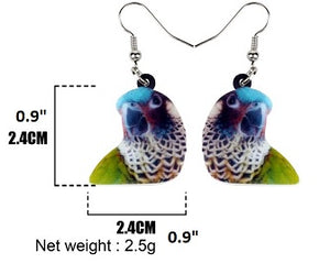 Dimensions of Painted Conure Parrot Pierced Earrings