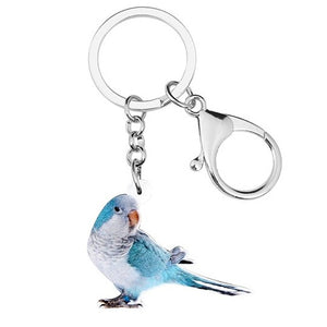 Blue mutation Quaker parrot Monk Parakeet keyring keychain