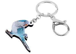 Blue mutation monk parakeet quaker parrot key ring keychain