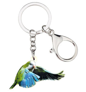 Flying Quaker parrot Monk parakeet key ring keychain