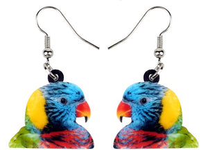 Fun & Cute Rainbow Lory Parrot Pierced Earrings