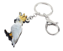 Sulphur-crested cockatoo key ring key chain with clasp