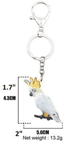 Measurement of Sulphur-crested Cockatoo Parrot Key Ring with Clasp