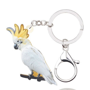 Cute Sulfur-crested Cockatoo Key Ring with attached clasp