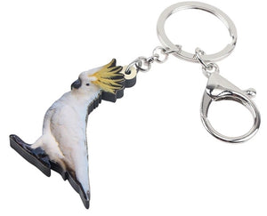 Sulphur-crested cockatoo key ring key chain with clasp
