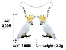 Size of Sulphur-crested cockatoo parrot earrings