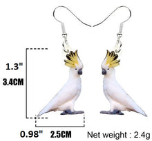 Sulphur-crested cockatoo parrot pierced earrings & size chart
