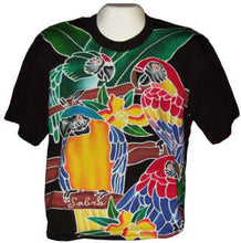 4 macaws hand-painted batik t-shirt - design on front & back
