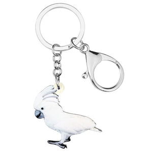 Standing Umbrella Cockatoo parrot key chain keyring